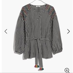 Madewell smocked gingham top (M)